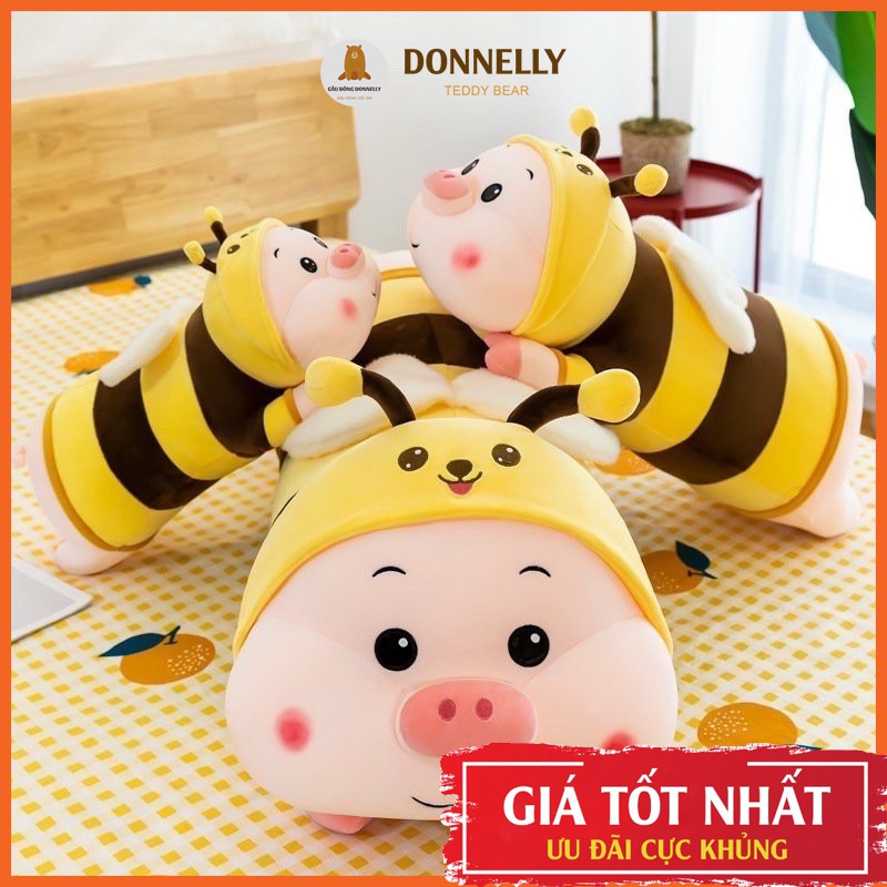 Gấu Bông Lợn Ong Biến Hình Siêu To, Bé Lợn Coslay Ong Dễ Thương Siêu Mềm Mịn Size Lớn 1m - 1m2