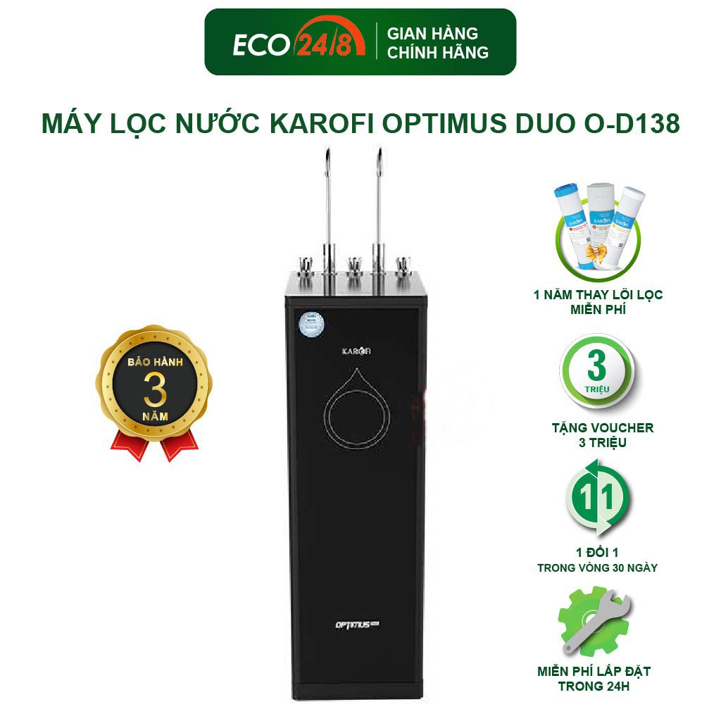 Máy Lọc Nước KAROFI Optimus Duo O-D138- Chế Độ Nóng Lạnh Thông Minh, 8 Cấp Lọc Siêu Việt