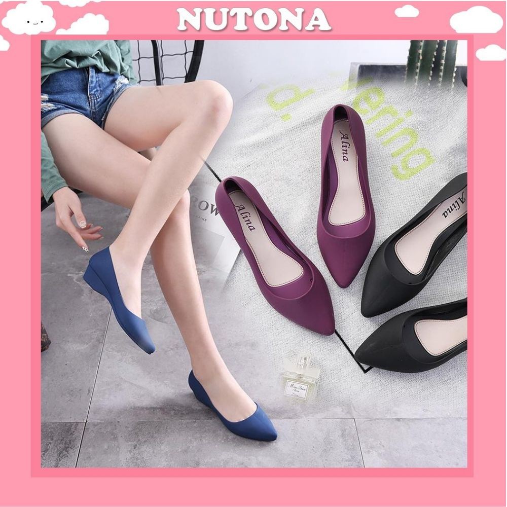 Giày búp bê nữ Nutonan giày đế bệt nhựa dẻo G01 siêu êm chân