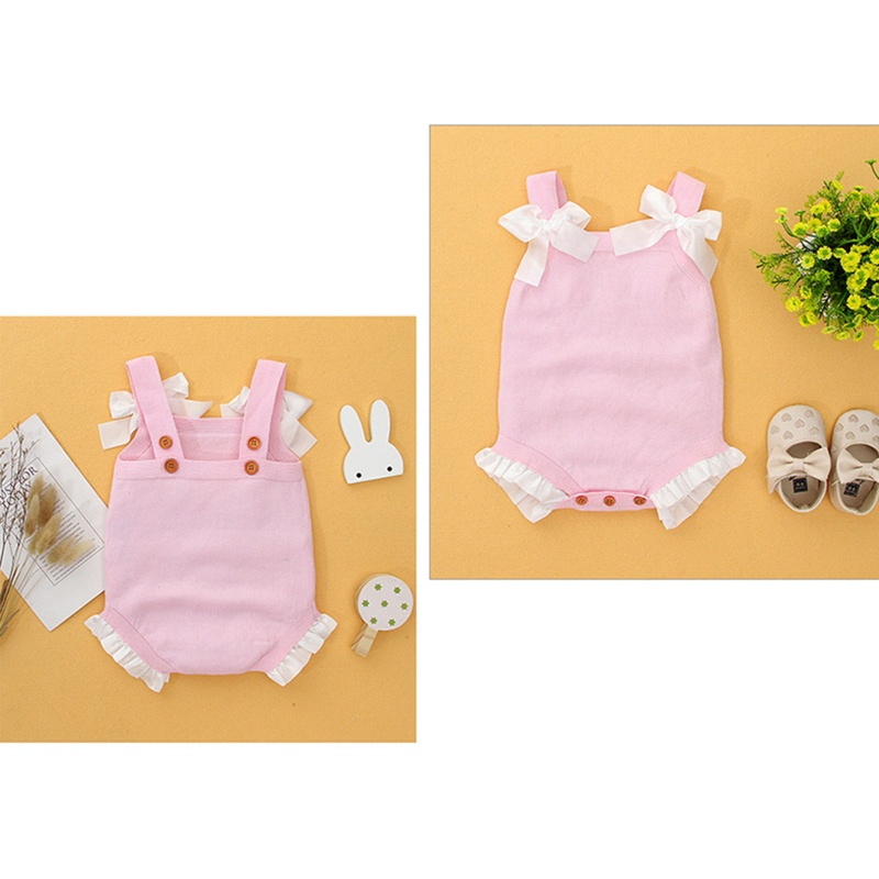 Bộ Áo Liền Quần Dệt Kim Không Tay Đính Nơ Ngọt Ngào Thời Trang Mùa Hè Cho Bé Gái