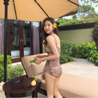 Bộ bơi nữ liền , bikini 1 mảnh hoa nhí buộc eo | Sales khủng Nhất