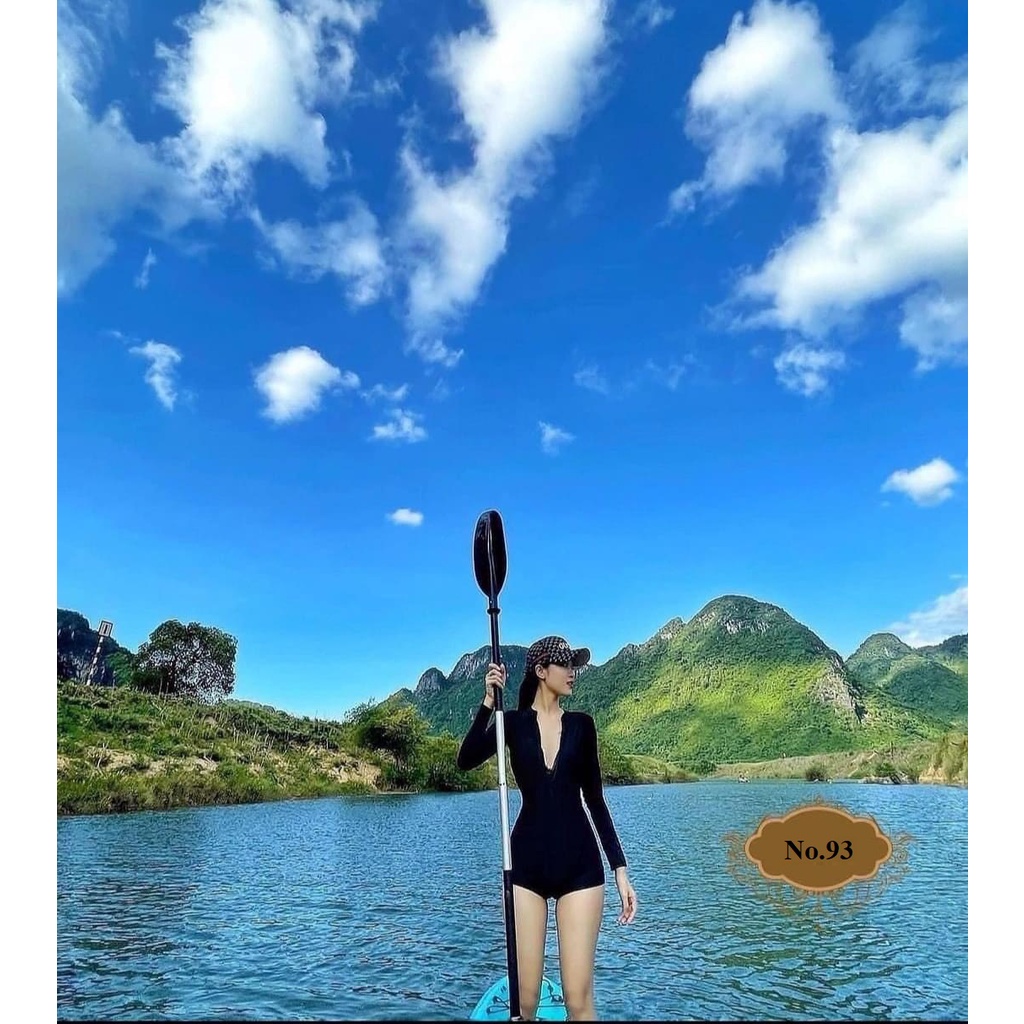 Đồ bơi nữ 1 mảnh đi biển kín đáo ❤️ áo tắm liền thân tay dài ❤️ bikini một mảnh màu đen che khuyết điểm bụng