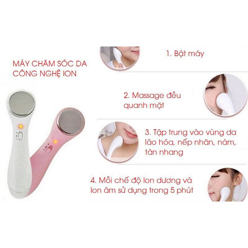 Máy massage mặt ion, máy massage thẩm thấu kem dưỡng - Bảo Hành 12 Tháng