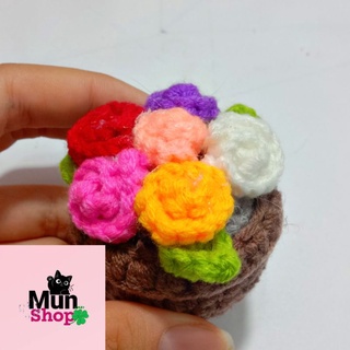 Chậu hoa len mini handmade 6 hoa nhỏ