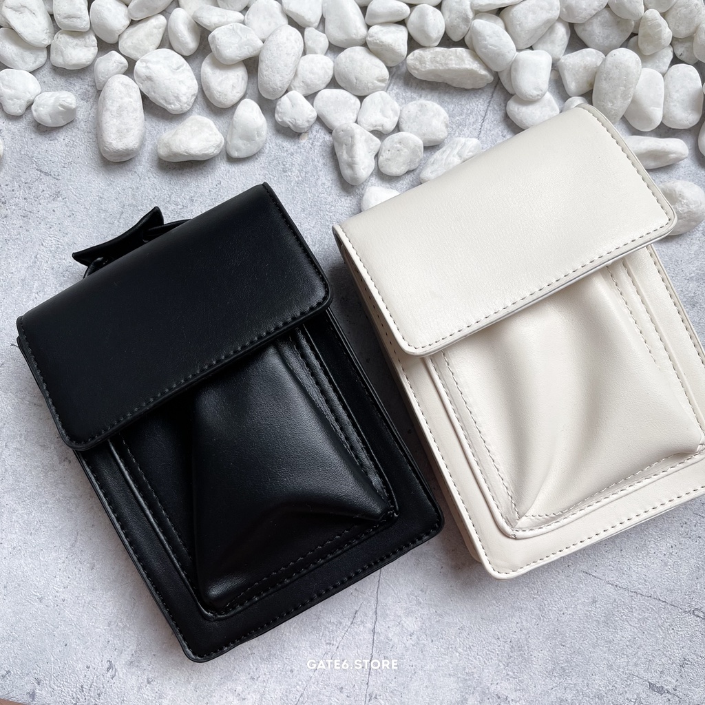 Túi đeo chéo Nam Nữ da trơn PU, cặp xách minibag Unisex nắp gập phong cách Hàn Quốc - GATE6 - 1008