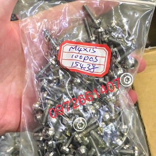 1 con ốc titan GR5 phôi trắng 4li15 dù nhỏ bắt nắp dầu ( ốc 4ly15 dù nhỏ )