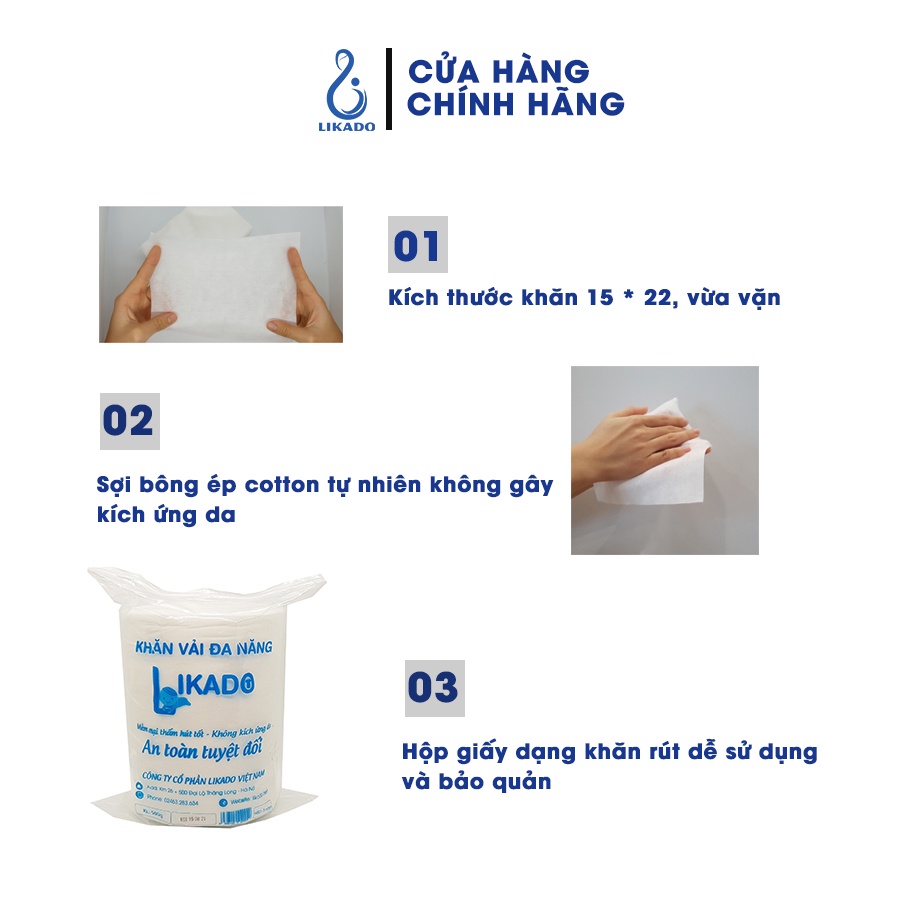 Khăn giấy khô đa năng cho bé Likado cuộn 500g khoảng 330 tờ(1 cuộn)