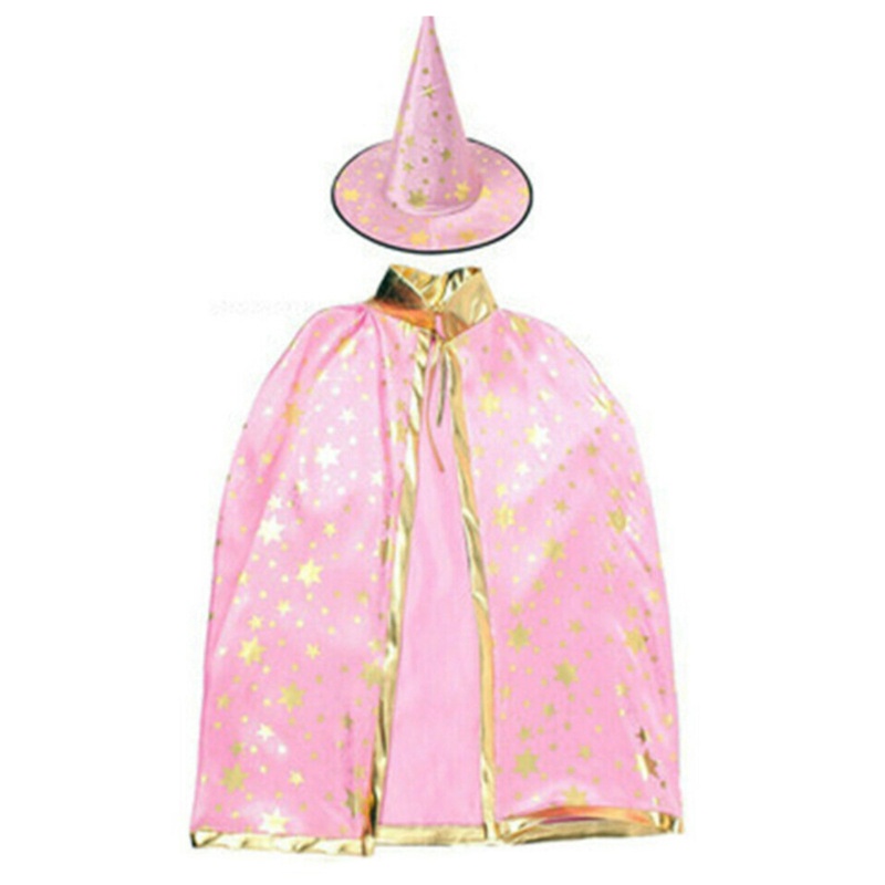 Set 2 Món Đồ Hóa Trang Phù Thủy Gồm Nón + Áo Choàng Hóa Trang Halloween Cho Bé