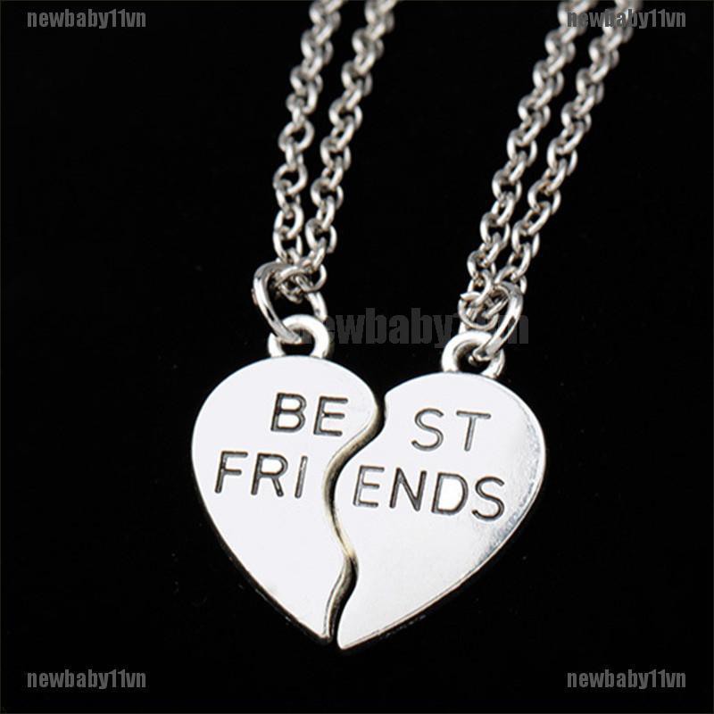 Vòng cổ Tình Bạn Mặt Trái Tim Ghép Đôi Khắc Chữ Best Friend