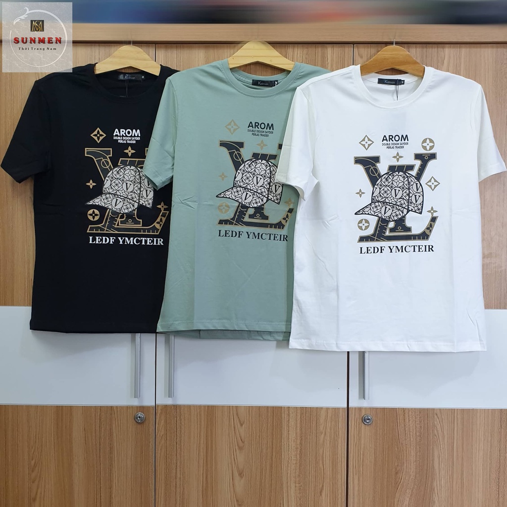 [HCM] Áo thun cộc tay nam , áo thun nam tay ngắn cổ tròn unisex from rộng chất cotton co giãn 4 chiều họa tiết LV SUNMEN