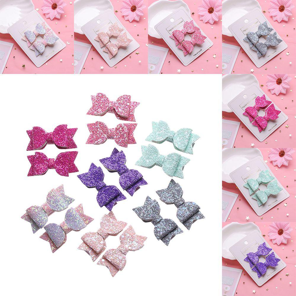 Set 2 Kẹp Tóc Nơ Kim Tuyến Lấp Lánh Cho Bé Gái