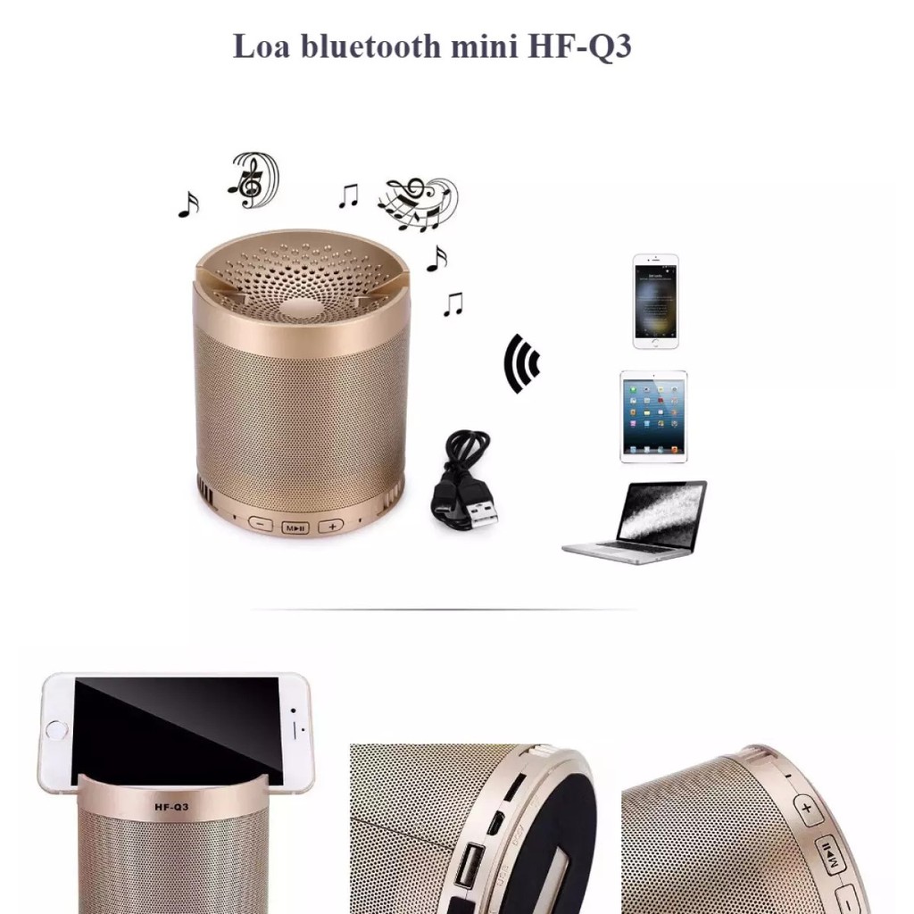 [Mã ELHACE giảm 4% đơn 300K] Loa bluetooth đa năng NTC HF-Q3 - âm bass, loa không dây cầm tay có giá đỡ điện thoại