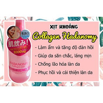 Xịt khoáng Collagen Hadanomy Nhật Bản