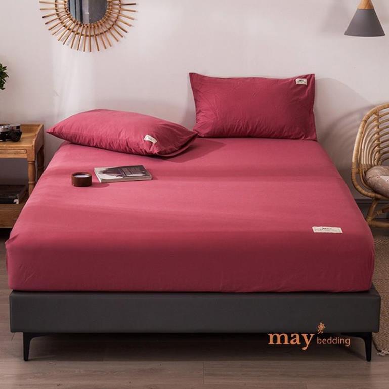 Drap giường cotton tici May Bedding kèm 2 vỏ gối size giường đệm lò xo 20 - 25cm, ga trải giường trơn