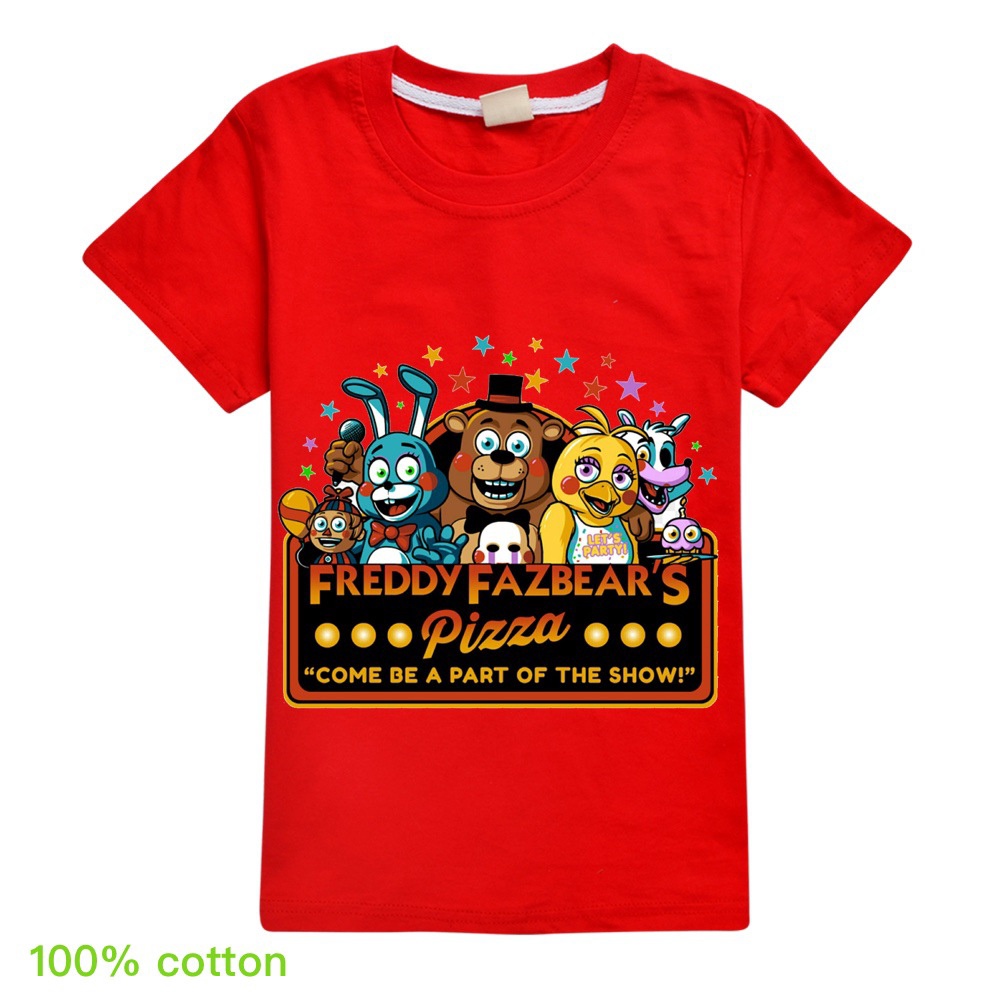 Áo thun trẻ em💖Áo cotton mát mịn họa tiết Hoạt Hình Game Freddy Fazbear's Pizza dễ thương cho bé trai và bé gái - SSSHOP