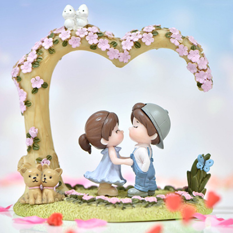 Set 2 mô hình cặp đôi nhảy múa mini trang trí sân vườn