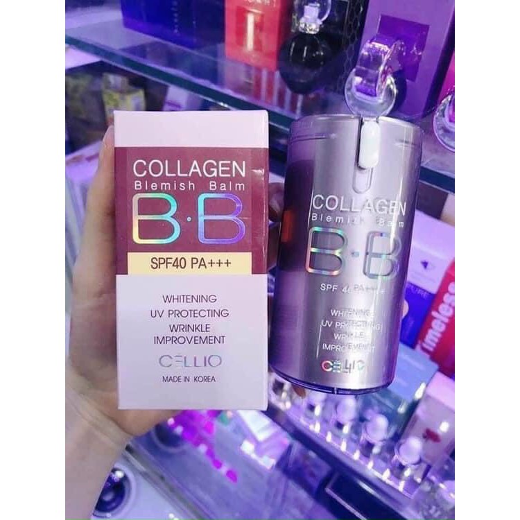 [Hàng Chính Hãng] Kem nền trang điểm chống nắng BB Cream Collagen Cellio SPF 40 PA++Hàn Quốc giúp da trắng sáng mịn màng