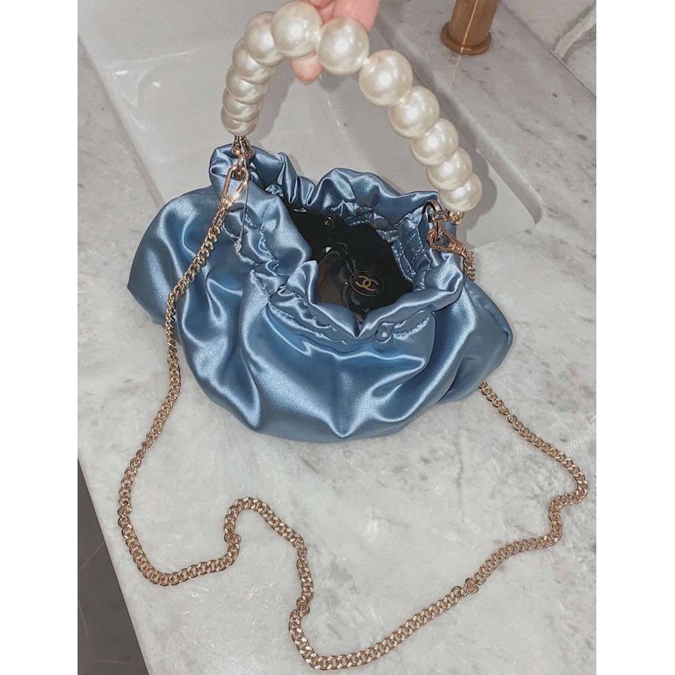 Ielgy Handbag Túi Đeo Vai Hình Lõm Mây Dây Xích Gấp Được