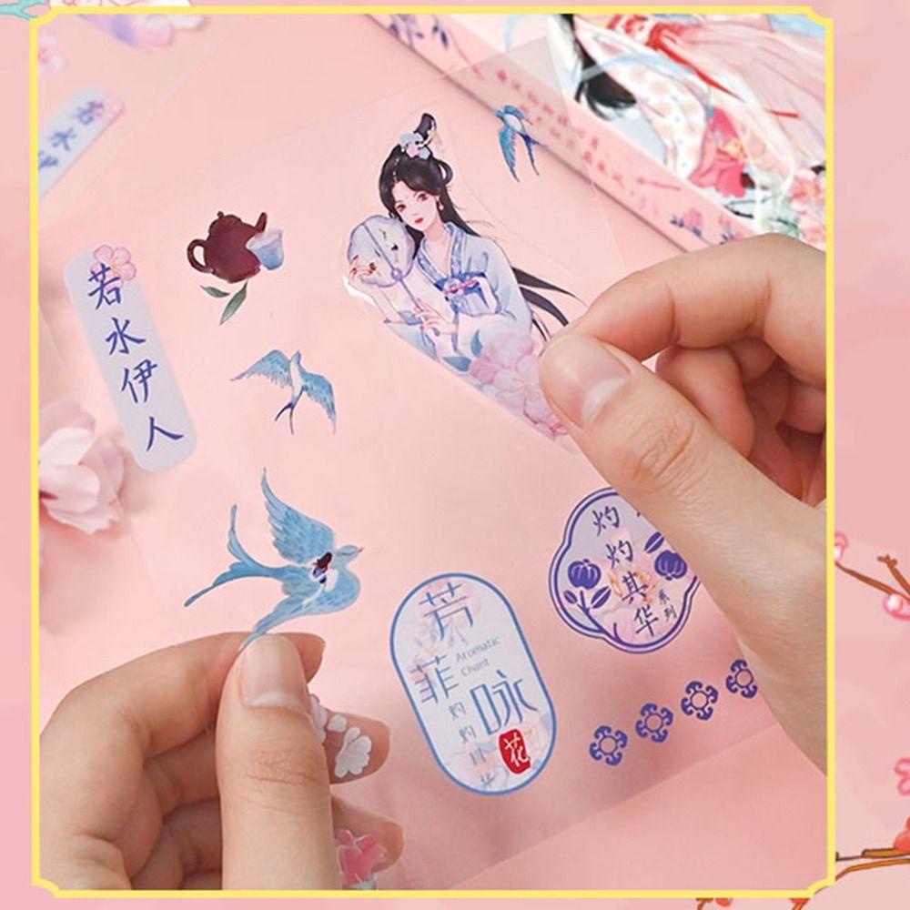 AUGUSTINE Bộ Nhãn Dán Tự Dính Họa Tiết Dễ Thương Trang Trí Sổ Tay DIY