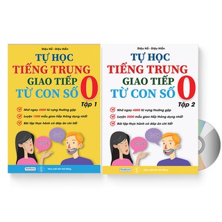 Sách - Tự Học Tiếng Trung Giao Tiếp Từ Con Số 0 Tập 1 & 2 + DVD quà tặng