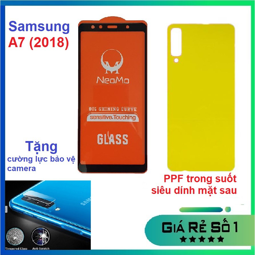 A7 (2018) - Combo kính full màn hình + PPF mặt sau trong suốt siêu dính cho Samsung A7 (2018) - Tặng
