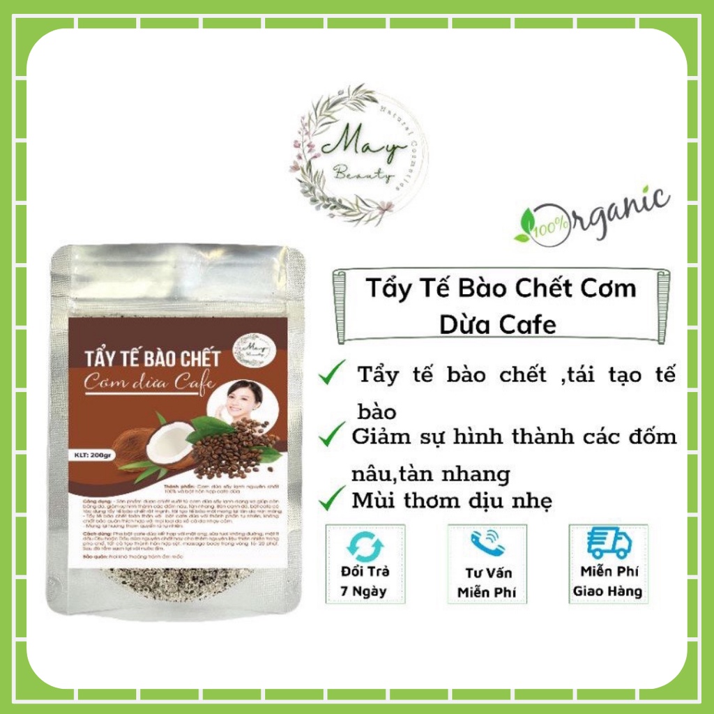 1kg Tẩy Tế Bào Chết (TBC) tắm trắng cafe cơm dừa nguyên chất organic handmade