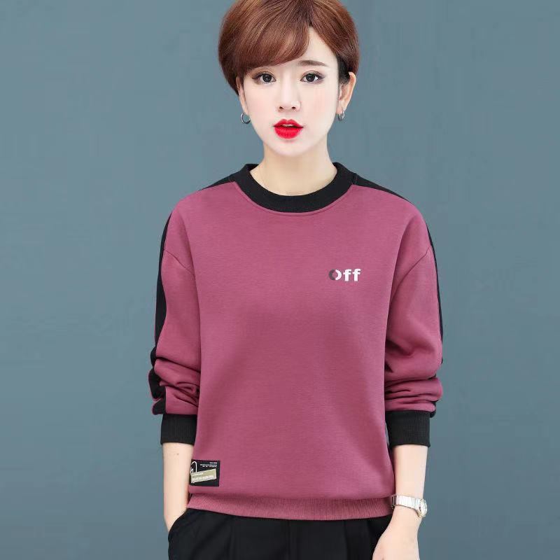 Áo Sweater Tay Dài Cổ Tròn Lót Nhung Dáng Rộng Thời Trang Mùa Đông Hàn Quốc Mới 2021 Cho Phụ Nữ Trung Niên