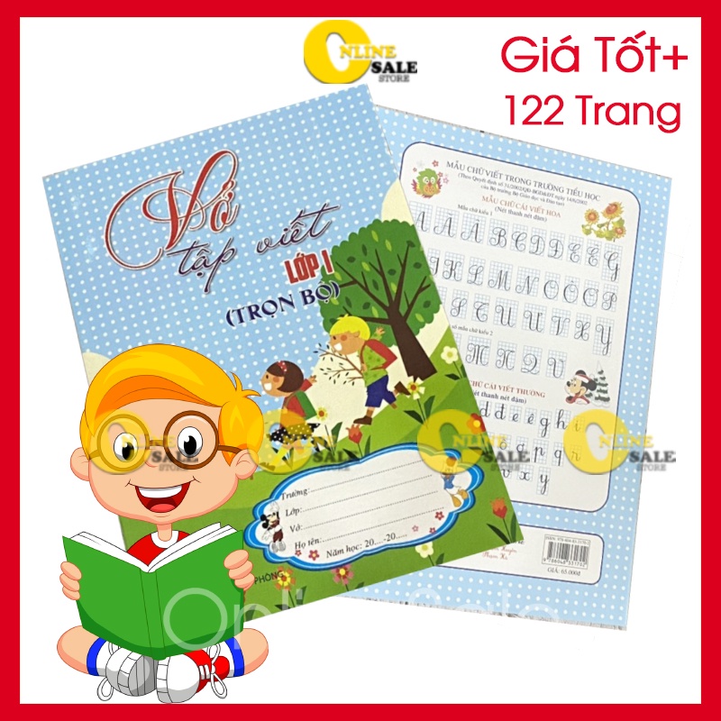 Bé từ 4-6 tuổi Vở ô ly luyện viết chữ cho bé tập viết chuẩn bị vào lớp 1 Có sẵn nét vẽ mẫu