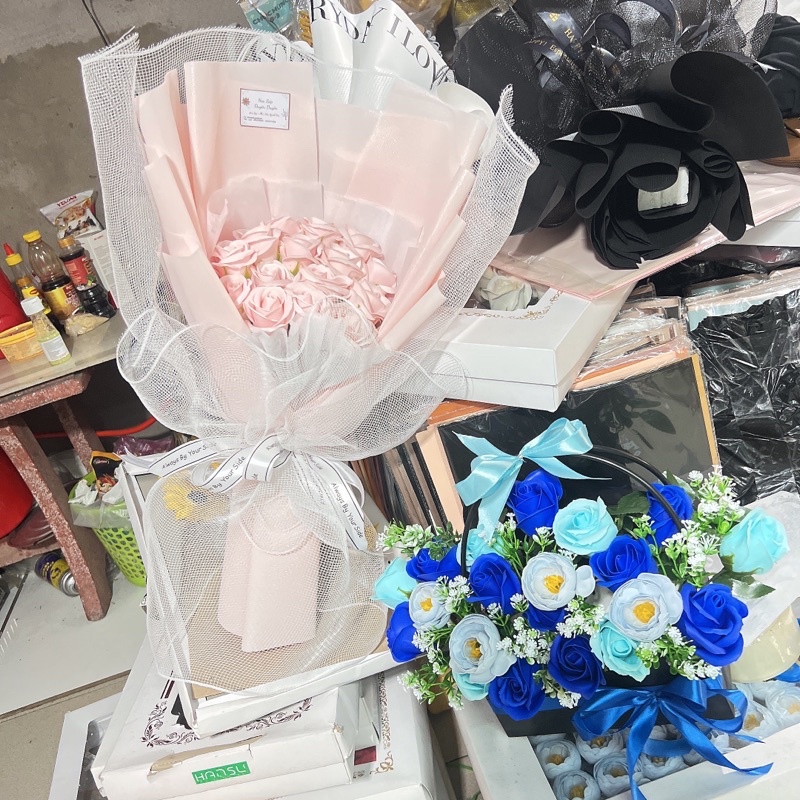 Hoa Bó Valentine tone Hồng phối lưới