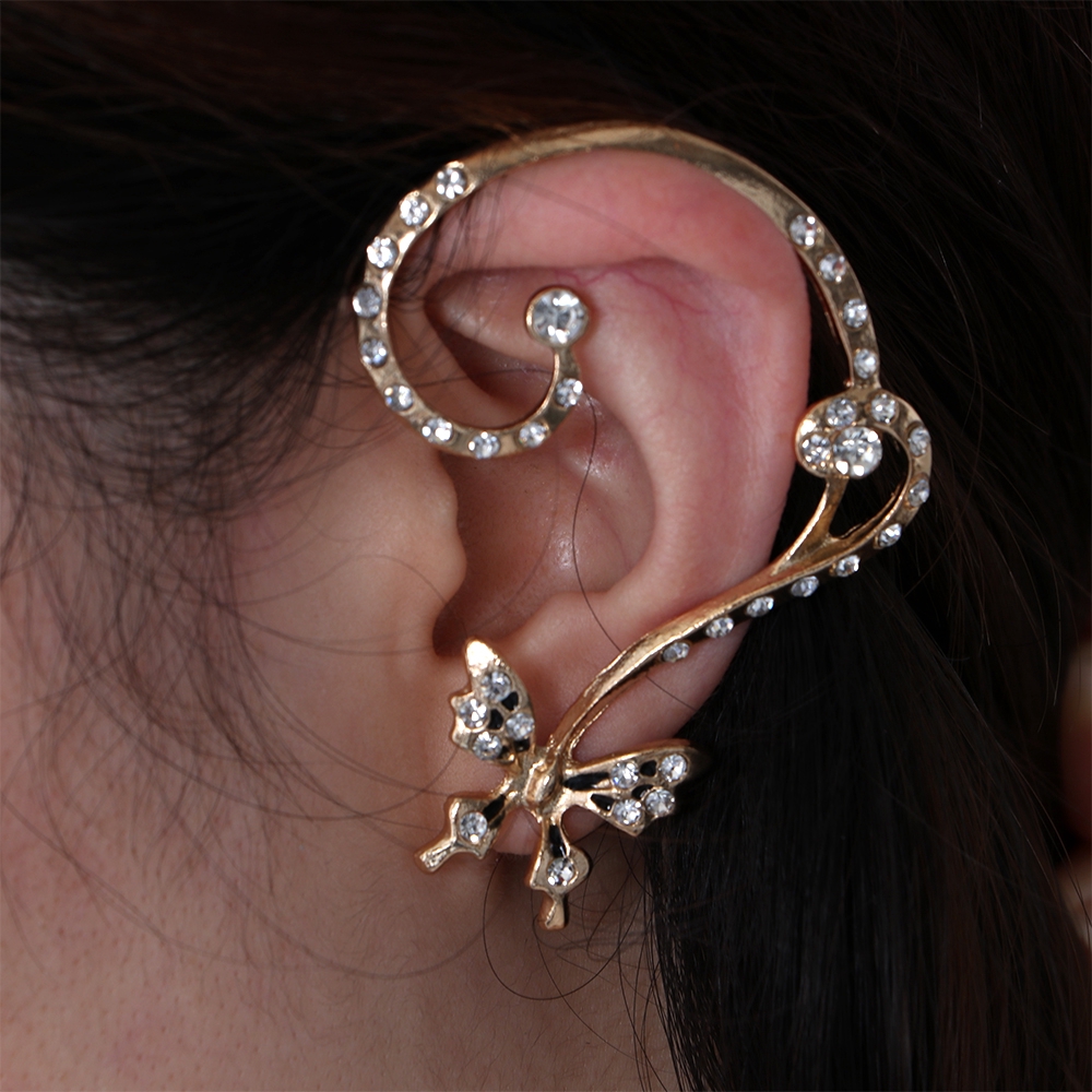 1 chiếc/1 đôi Hoa tai đính kim cương giả đeo vành tai sành điệu cho nữ
