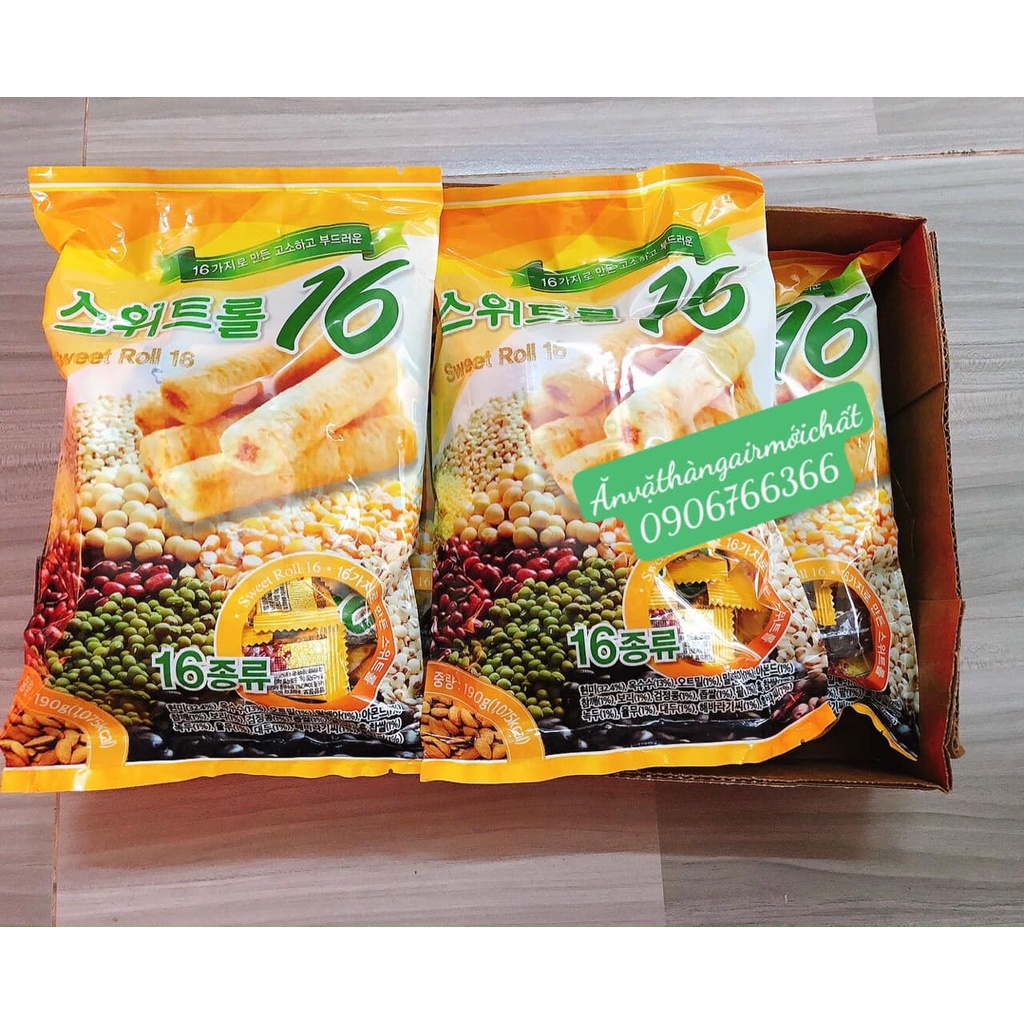 Bánh Ngũ Cốc Cuộn 16 Loại Đậu Sweet Roll Hàn Quốc Gói 190g