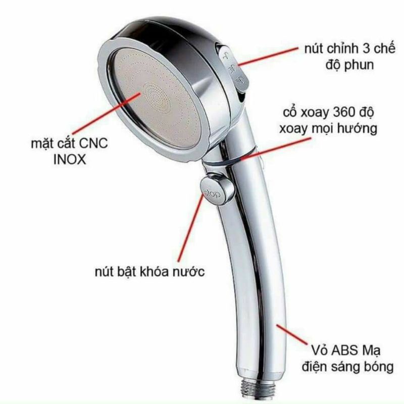 Vòi Bát sen 3 chế độ tăng áp cao cấp