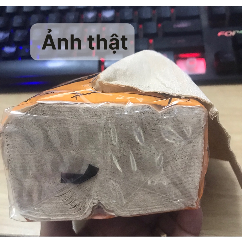 Set 10 Gói Giấy ăn gấu trúc 3 lớp, an toàn khi sử dụng, giấy ăn sợi tre an toàn không chất tẩy trắng mã 6021