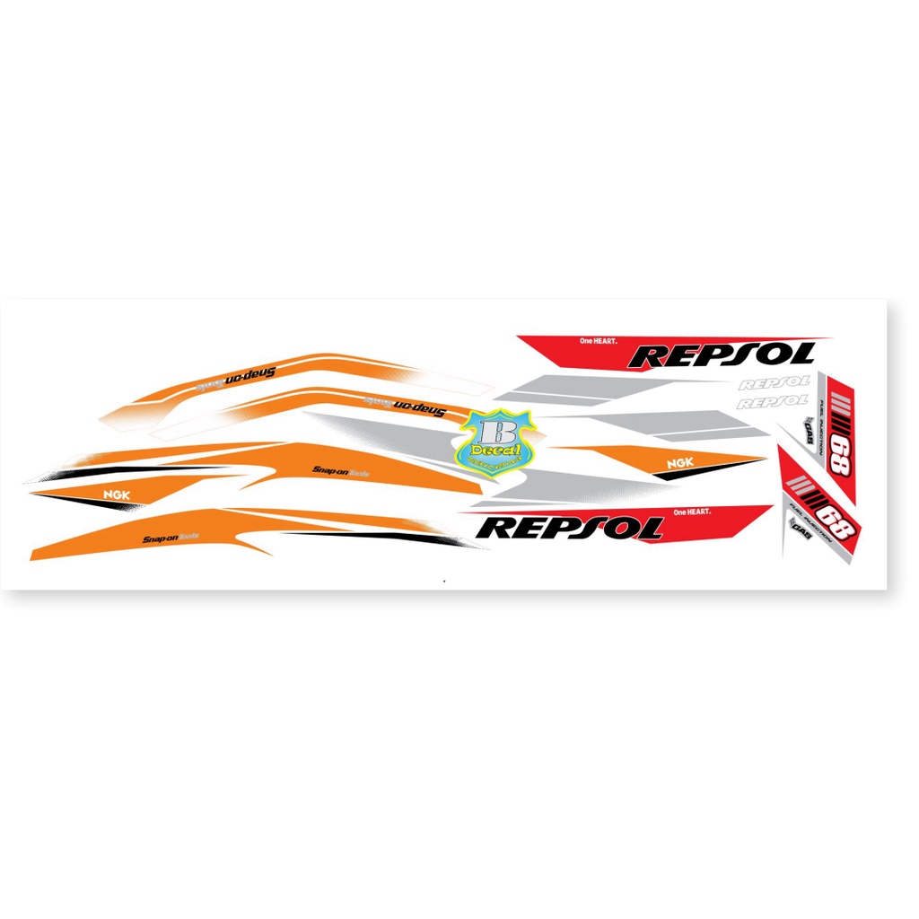 ( Quí khách vui lòng mang ra tiệm cho thợ dán ) Tem vario 150 repsol 68 trắng