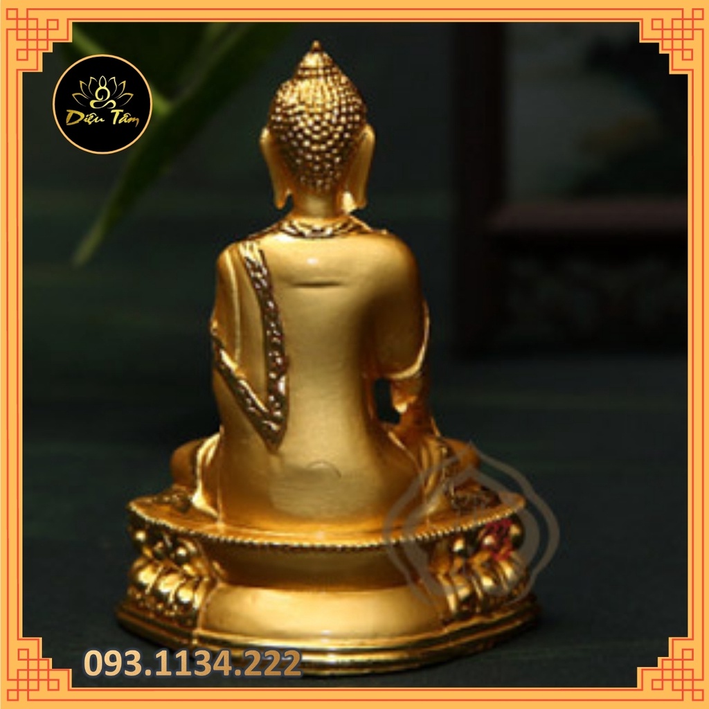 Tượng Phật Thích Ca, Di Đà, Dược Sư hợp kim mạ vàng cao 8cm