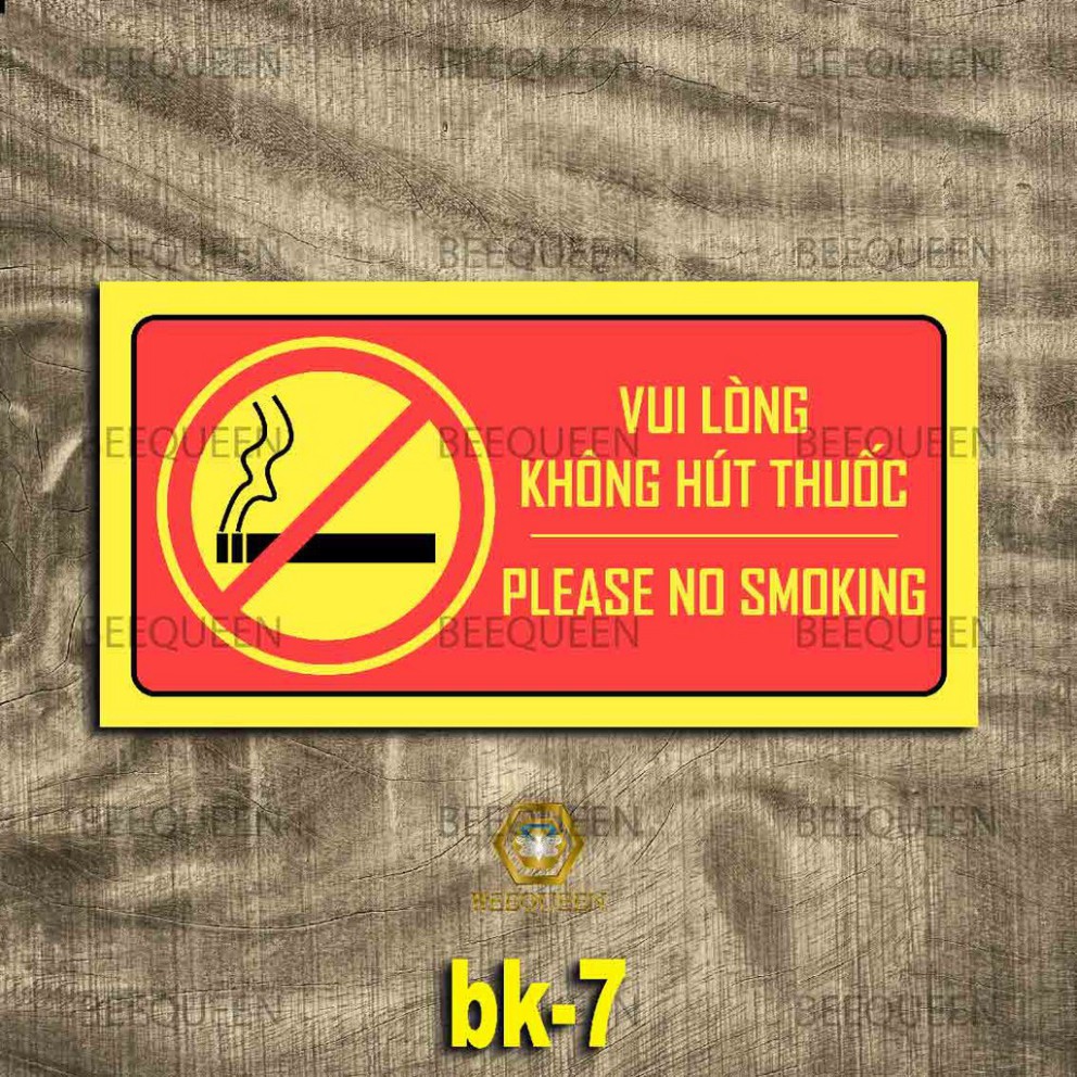 Các Loại Biển Báo Cấm Hút Thuốc - Biển No Smoking Trang Trí Giá Rẻ Size 15x30cm - Chất Liệu Nhựa Formex Chống Nước