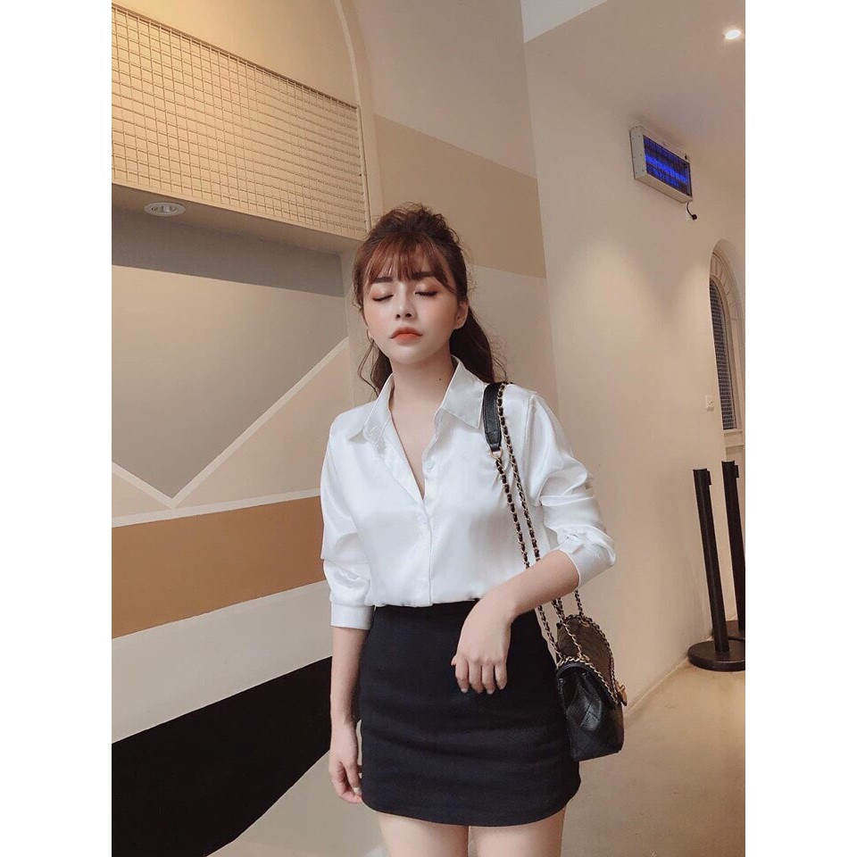 Sơ Mi Lụa Trắng Dài Tay