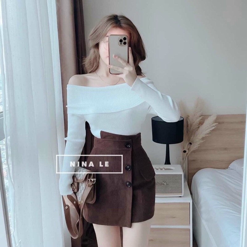 Áo thun bẹt vai tay dài