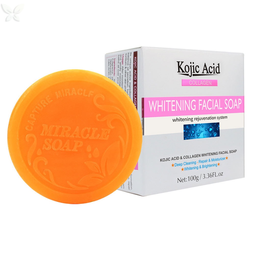 Xà Phòng kojic acid collagen Làm Trắng Da Làm Sạch Sâu Đốm Đen Và Làm Sáng Da 100g