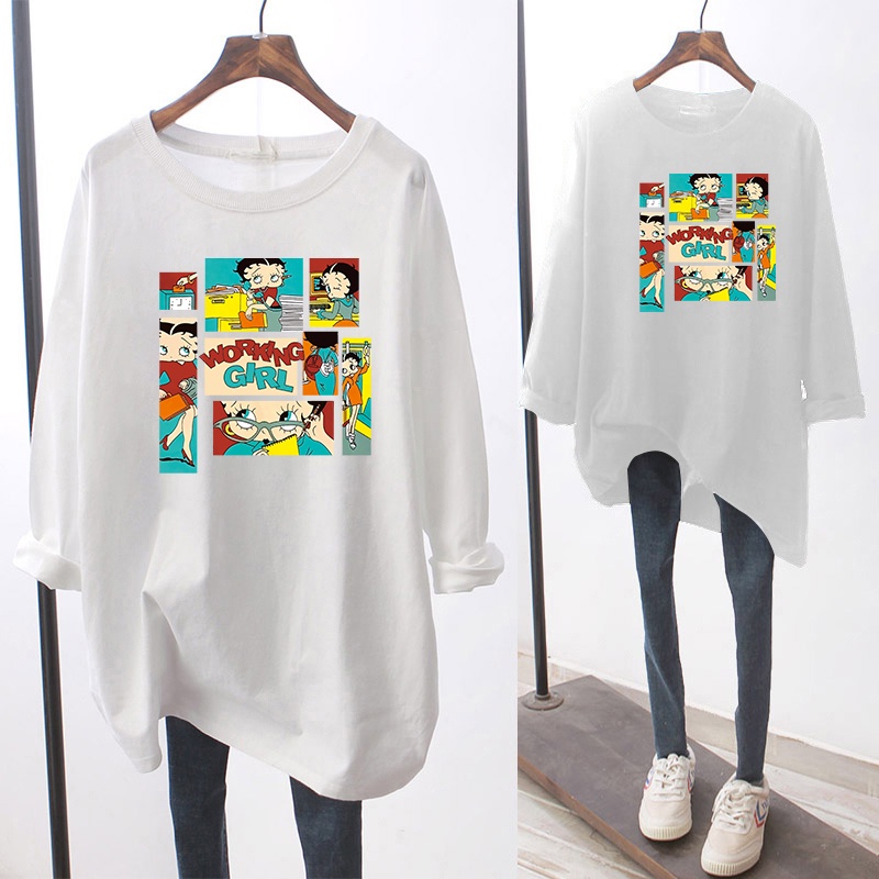 NRVP Áo Thun Nữ Dài Tay Cổ Tròn Thời Trang Hàn