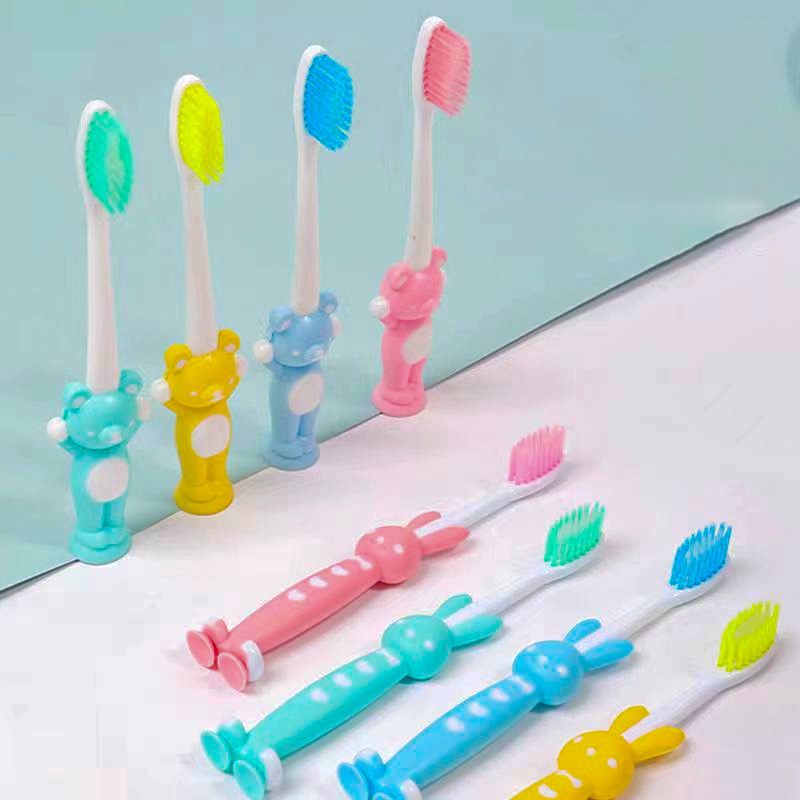 Bàn Chải Đánh Răng Lông Mềm Màu Kẹo Hình Gấu Thỏ Đáng Yêu