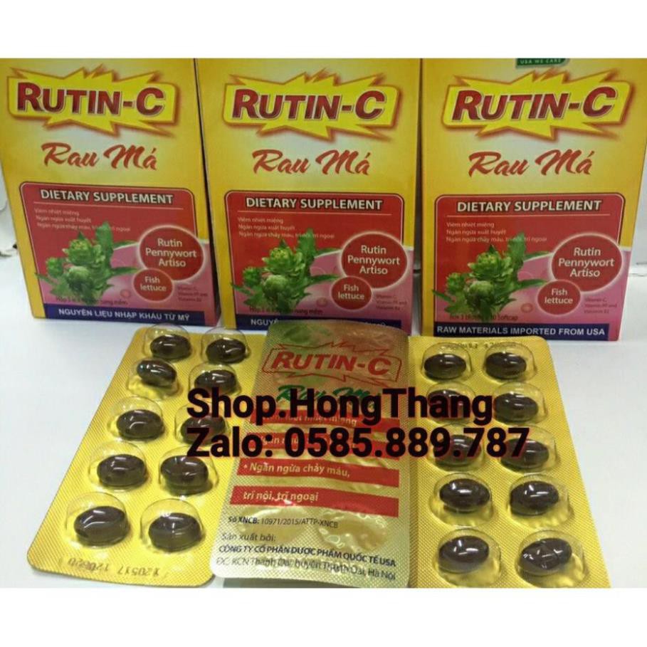 RUTIN - C rau má hỗ trợ điều trị viêm loét miệng, xuất huyết, chảy máu, trĩ ngoại trĩ nội hop 30 viên