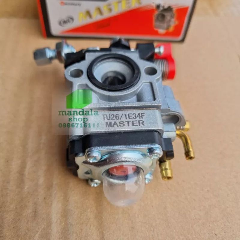 Chế hòa khí máy cắt cỏ YINBA - Master le đỏ tự động - bình xăng con máy cắt cỏ 2 thì 260/330...