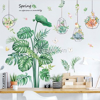Decal cây xanh và giỏ cây treo dán tường A213
