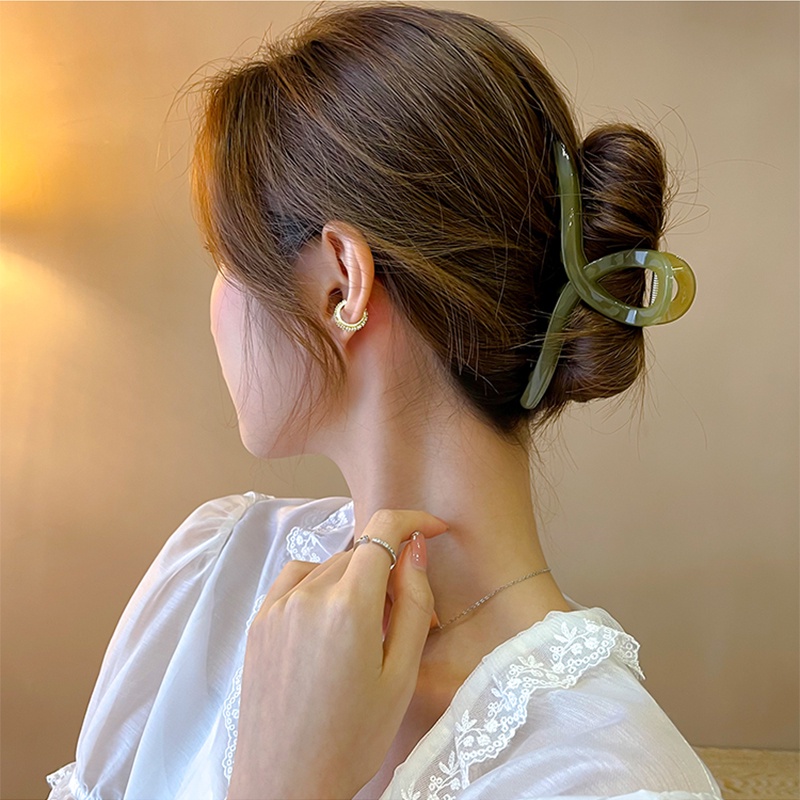 Kẹp Tóc Càng Cua Hình Vuông Bằng Acrylic Màu Sắc Thanh Lịch Dành Cho Bạn Nữ