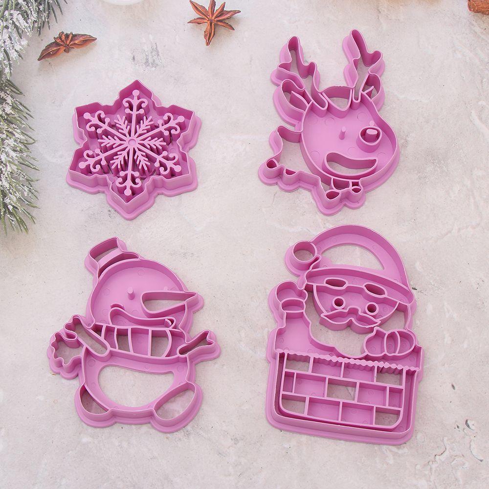 KUNHEV Set 4 Khuôn Làm Bánh Quy Hình Ông Già Noel