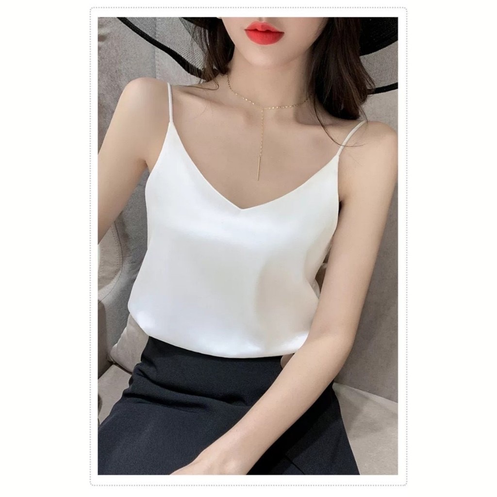 Áo 2 Dây Nữ Lụa Cổ Tim Hàng Cao Cấp - Siêu Hot 2021