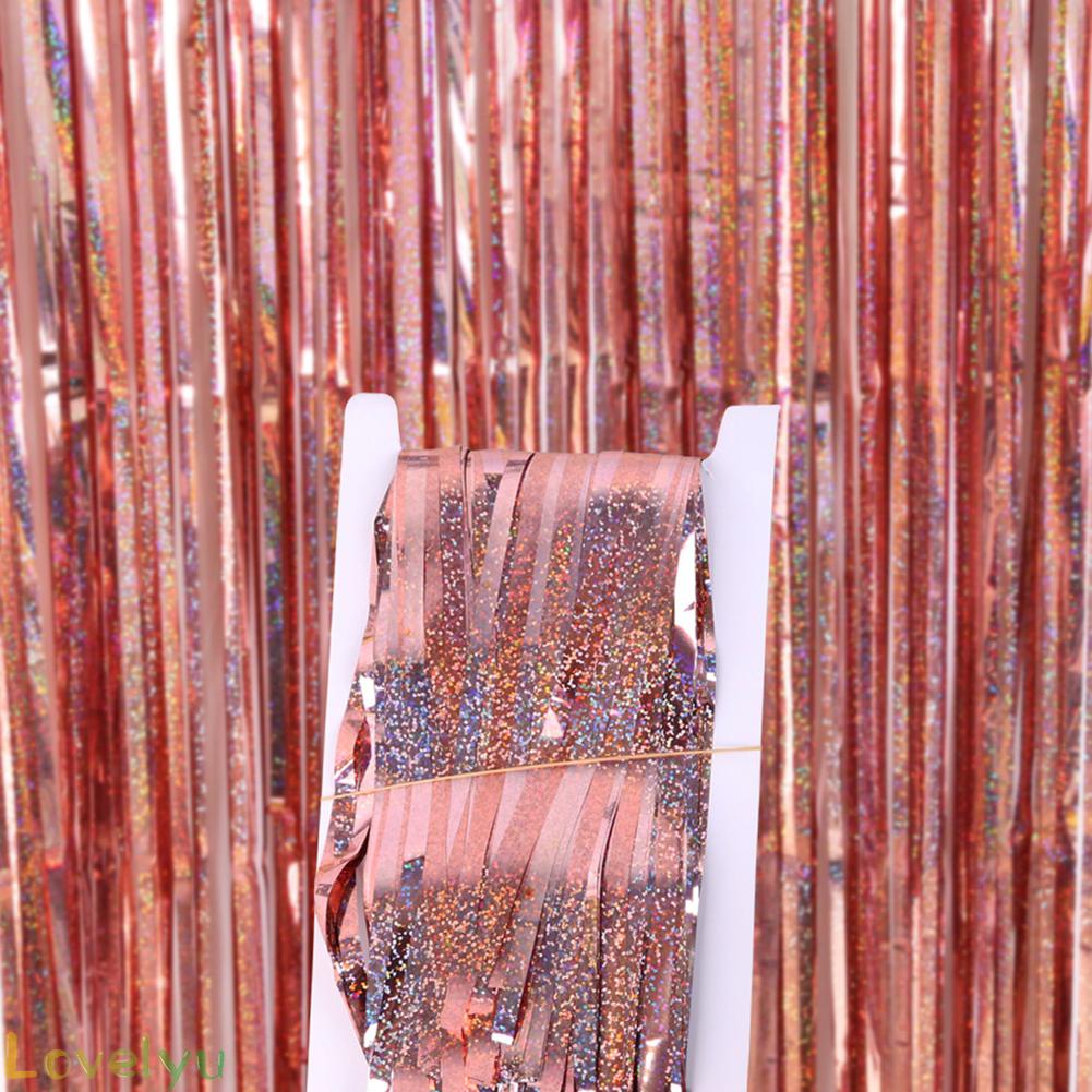 [ FAST SHIPPING ]Curtains Birthday-2M Colorful Foil Fringe Glitter Rain  Party  Background