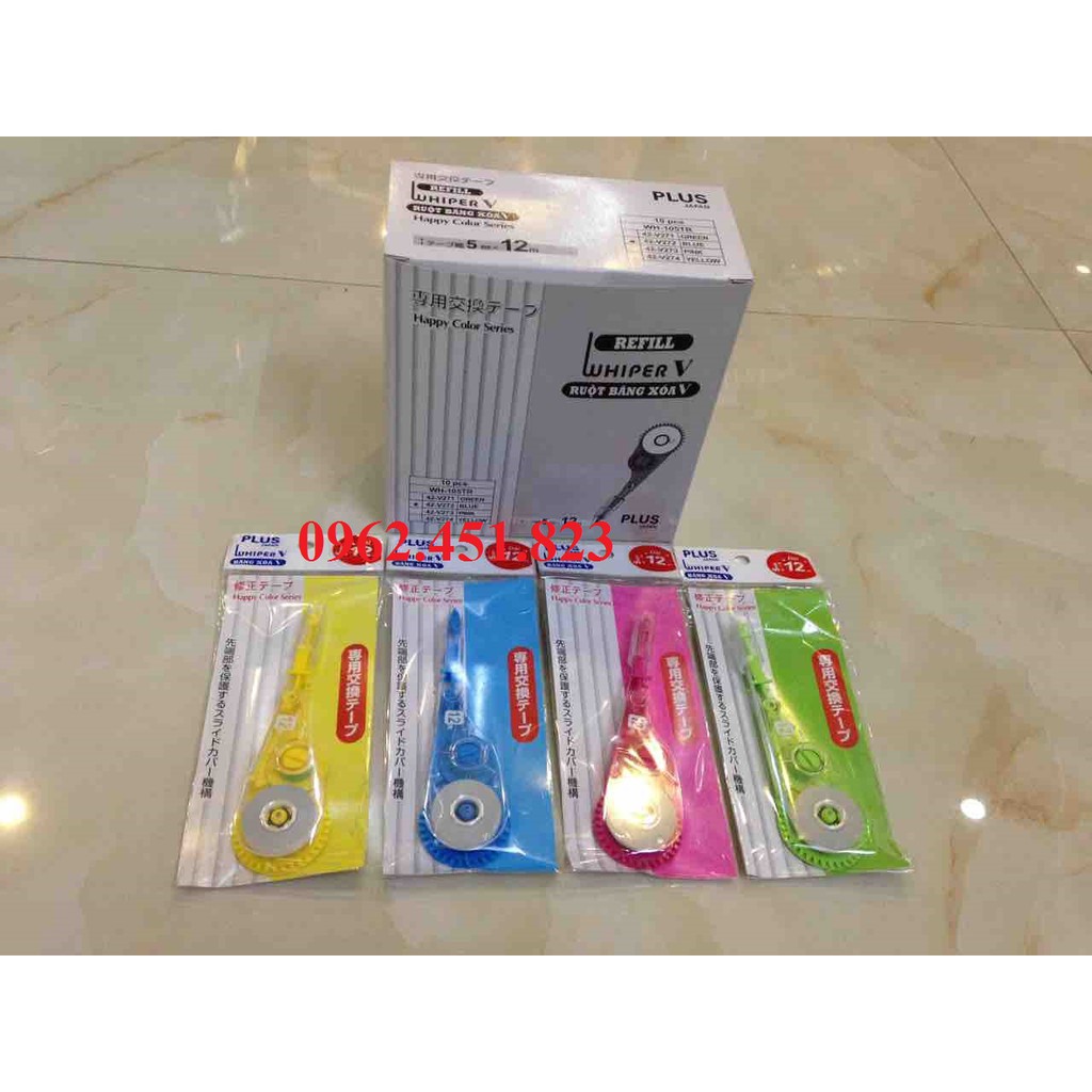 Hộp 10 chiếc Ruột băng xóa to PLus WH 105TR, 12m - Ruột xóa kéo khô
