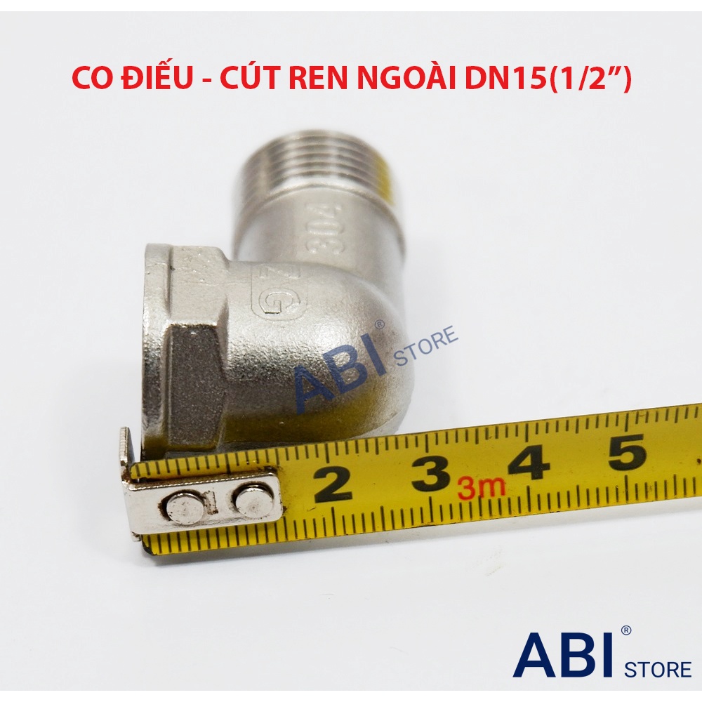 Cút ren ngoài 21, co điếu inox, cút vuông hàng dày đẹp